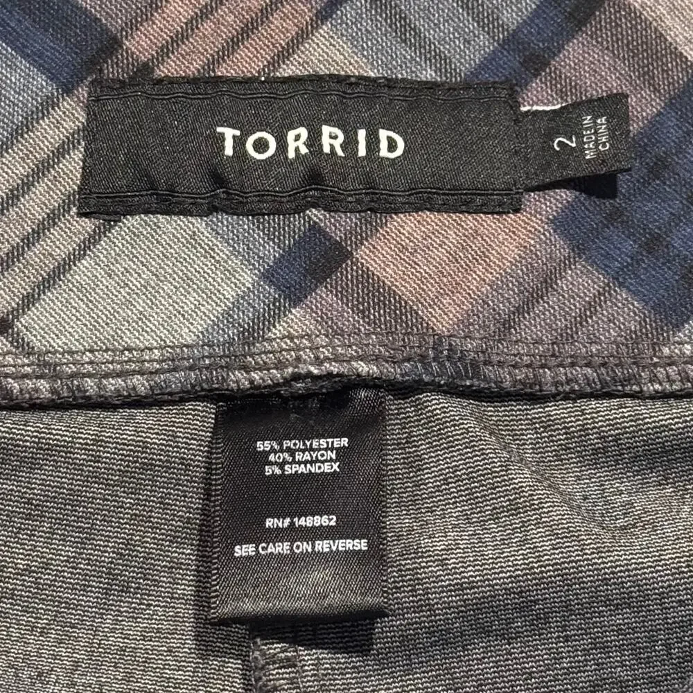 Torrid Pants Pixie Ponte Crop Pull On Preppy Classic Academia Glen Plaid 2 2X - Picture 2 of 4